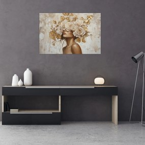 Obraz - Dievča s ružami (90x60 cm)
