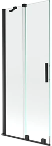 Mexen Velar, 2-krídlová posuvná vaňová zástena 80 x 150 cm, 8mm číre sklo, čierna matná, 896-080-000-01-70