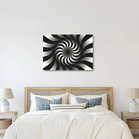Abstraktný sklenený obraz čiernobiele špirály (70x50 cm)