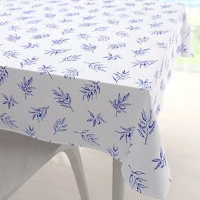 Biante Teflónový štvorcový obrus TF-114 Modré olivové vetvičky na bielom 80x80 cm