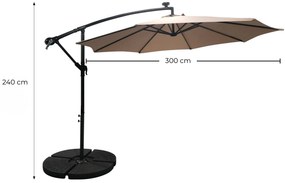 Zahradní slunečník Houseland Zyra s LED osvětlením 300 cm světle hnědý