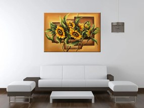 Gario Ručne maľovaný obraz Kompozícia Slnečnice Rozmery: 120 x 80 cm