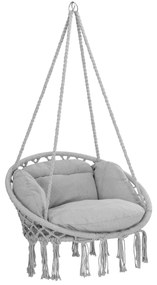 Detex Závesné kreslo BOHO s vankúšmi, Ø61cm, svetlo sivá