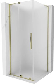 Mexen Velar L, sprchový kút s posuvnými dverami 90 x 90 cm, 8mm sklo námraza, zlatá lesklá, 871-090-090-33-50