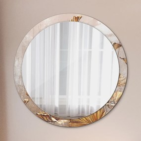 Okrúhle ozdobné zrkadlo Zlaté listy fi 100 cm