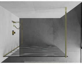 Mexen Kioto sprchová zástena 90x200 cm 8 mm, zlaté, biely vzor, 800-090-101-50-97