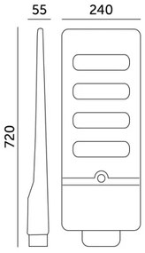 LED solárna pouličná lampa URBI so senzorom, 11W/3,2V, 6500K, s diaľkovým ovládačom, IP54