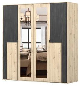 Šatníková skriňa Barca (dub artisan + borovica nórska čierna). Akcia -20%. Vlastná spoľahlivá doprava až k Vám domov. 1071568