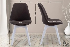 Stolička Borne V2 - látka, drevené nohy biele - Tmavo sivá