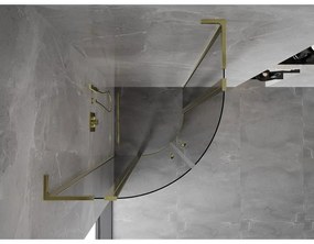 Mexen Mist L, štvrťkruhový sprchový kút s 2-krídlovými dverami, 100 x 100 cm, 8mm číre sklo, zlatý lesklý profil, 8A32L-100-100-50-00