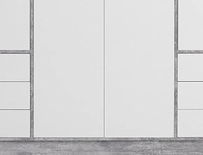 Šatníková skriňa Jupiter, 207 cm, sivý betón/biela