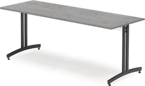 Jedálenský stôl, 1800x700 mm, tmavošedé linoleum, čierna