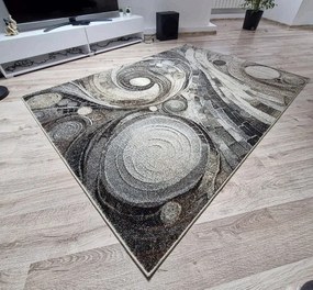 Moderný koberec Villa 885 sivo-hnedý s geometrickým vzorom Rozmer: 60x100 cm