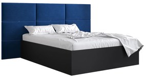 Manželská posteľ s čalúneným čelom 160 cm Brittany 2 (čierna matná + modrá) (s roštom). Vlastná spoľahlivá doprava až k Vám domov. 1045943