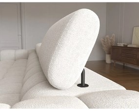 Krémovobiela rozkladacia/s úložným priestorom rohová pohovka z textílie buklé (pravý roh/s leňoškou) Felro – ELTAP