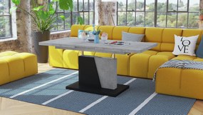 Mazzoni GRAND NOIR betón / čierny, rozkladacia, konferenčný stôl, stolík