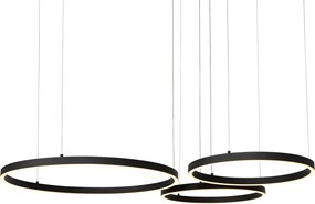 Čierne závesné svietidlo vrátane LED 3-stupňovo stmievateľné 3-svetlo - Anello