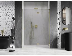 Mexen, Mexen Lunar pravé otočné sprchové dvere 135 cm, transparentné, brúsené zlato - 834-135-000-55-00-P
