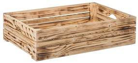 ČistéDrevo Opálená drevená debnička 60 x 39 x 15 cm