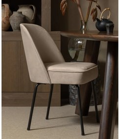 Béžové zamatové jedálenské stoličky v súprave 2 ks Vogue – WOOOD