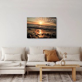 Sklenený obraz - Západ slnka pri oceáne (70x50 cm)
