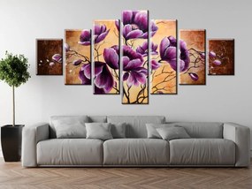 Gario Ručne maľovaný obraz Rastúce fialové kvety - 7 dielny Rozmery: 210 x 100 cm