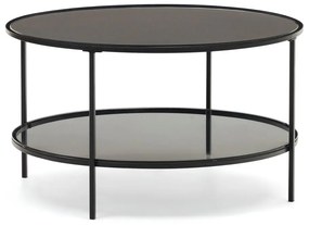 Čierny okrúhly konferenčný stolík so sklenenou doskou ø 80 cm Gilda – Kave Home