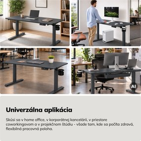 Elektrický stôl s reguláciou výšky ergonomický antracitový,1400x700 mm: ARIA