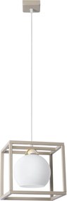 Závesné svietidlo Eliza Cage, 1x biele sklenené tienidlo v kovovom ráme