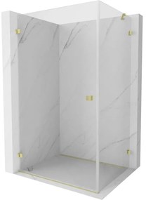 Mexen Lunar-B, sklápací sprchový kút ľavý 95 x 90 cm, 8mm číre sklo, zlatý kartáčovaný - 832-095-090-55-00-L