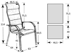 Doppler MIAMI - záhradné hliníkové stohovacie kreslo, hliník + textília
