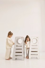 Montessori učiaca detská veža stredná šedá