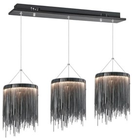 LED Luster na lanku CASCATA BLACK 3xLED/54W/230V