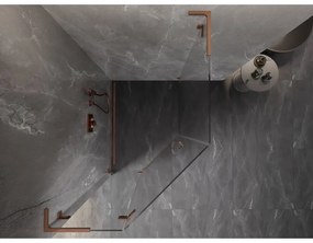 Mexen Lunar, L päťuholníkový sprchový kút naklápací doľava 80 x 90 cm, 8mm číre sklo, profil medená matná, 831L-080L-090P-65-00-L