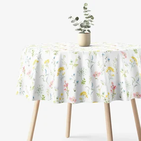 Goldea okrúhly obrus 100% bavlnené plátno deluxe - kvitnúca jar Ø 110 cm
