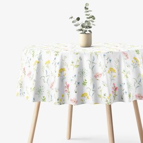 Goldea okrúhly obrus 100% bavlnené plátno deluxe - kvitnúca jar Ø 230 cm