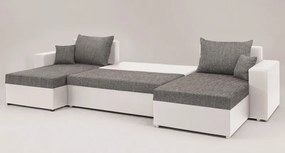 Sedacia súprava Rumba, tvar U, biela ekokoža/melírová tkanina