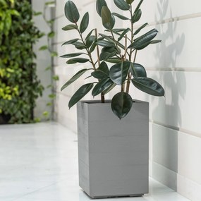 PLASTOVÝ KVETINÁČ NA KOLIESKACH BETONIQUE ECO 60X40X40 CM DREVENÝ DEKOR SIVÁ
