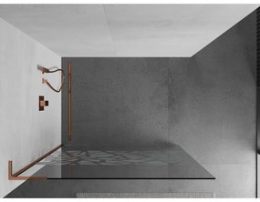 Mexen Kioto L, sprchová zástena Walk-In 100 x 200 cm, 8mm číre sklo biely vzor, ružové zlato profil, 800-100-103-60-85