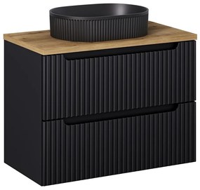 Koupelnová skříňka Nova Black I s deskou a umyvadlem 80 cm černá/dub evoke