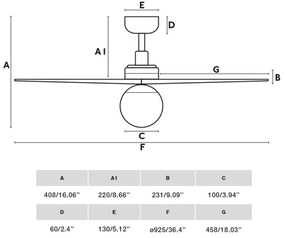 FARO 34281WT-11L-Str. ventilátor KLIMS 1xE27/15W/230V borovica/biela pr. 92,5 cm