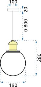 Toolight Toolight, sklenená závesná lampa Verto-B 1xE27 APP045-1CP, hnedá, OSW-00137
