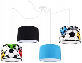 Detské závesné svietidlo Soccer Spider, 4x textilné tienidlo so vzorom (mix 6 farieb), (výber z 2 farieb konštrukcie)