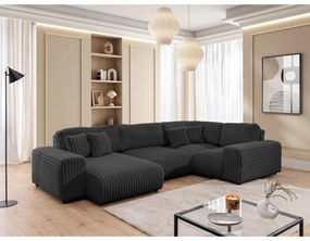 Tmavosivá menčestrová rohová pohovka (pravý roh/do tvaru "U") Justin – Ropez
