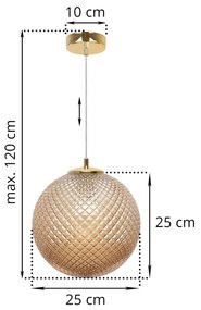 Závesne svietidlo Cannes, 1x medové sklenené tienidlo (fi 25 cm), G