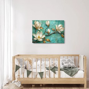 Sklenený obraz - 3D magnólia (70x50 cm)