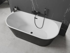 Mexen Oval, voľne stojaca nástenná vaňa 170 x 80 cm, biela-čierna, čierny matný prepad, 52671708075-70