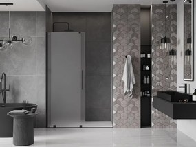 Mexen Velar, posuvné sprchové dvere do otvoru 160 cm, 8mm sklo námraza, čierna matná, 871-160-000-31-70