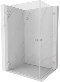 Mexen Lunar-B Duo výklopný sprchový kút 75 x 70 cm, číre sklo, brúsená oceľ, 832-075L-070P-97-00