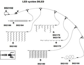 Nexos 2179 diLED svetelný dážď - 180 LED teple biela + napájanie